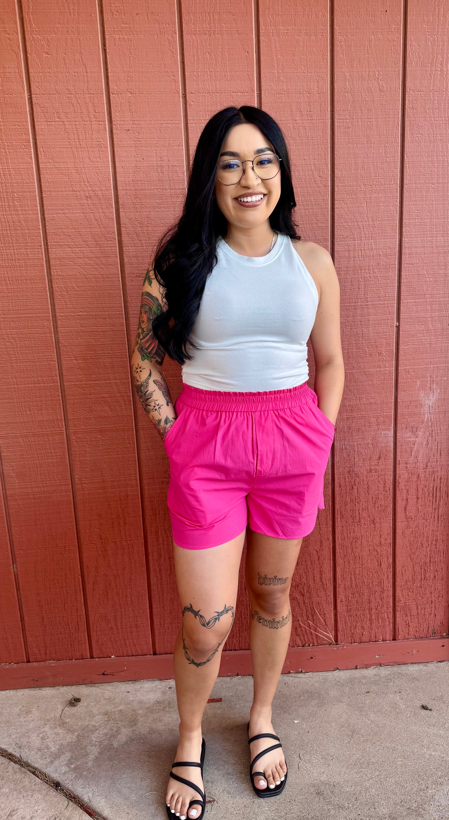 Hot Pink Poplin Shorts
