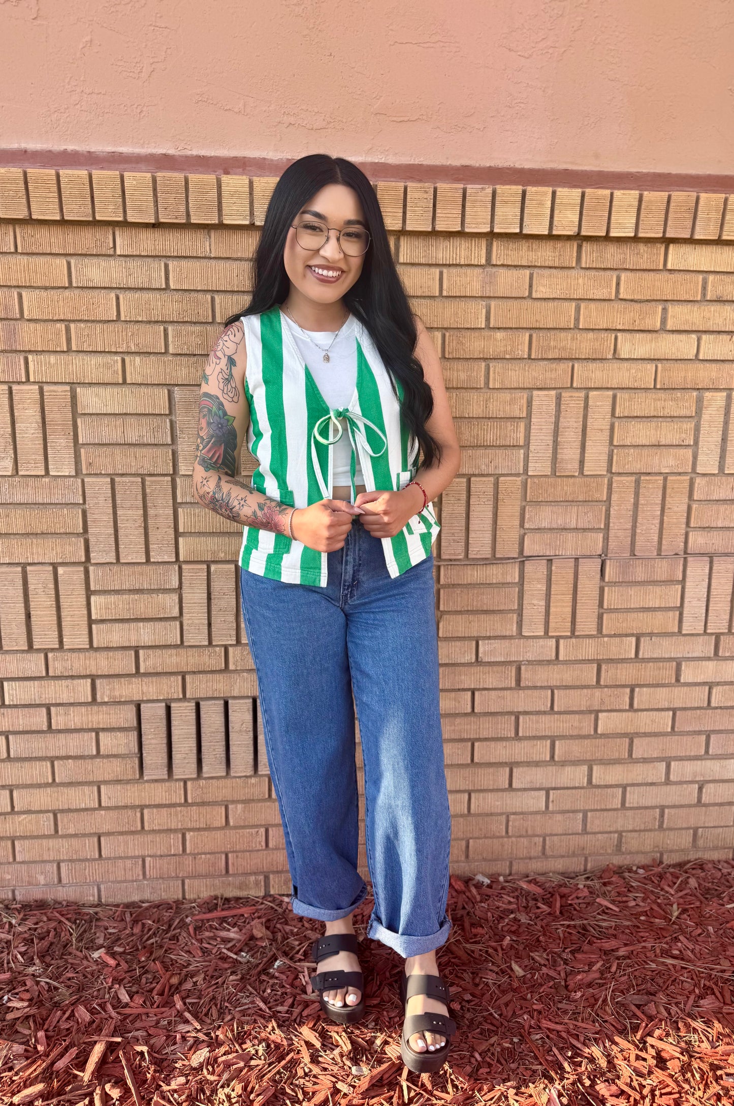 Green Stripe Vest