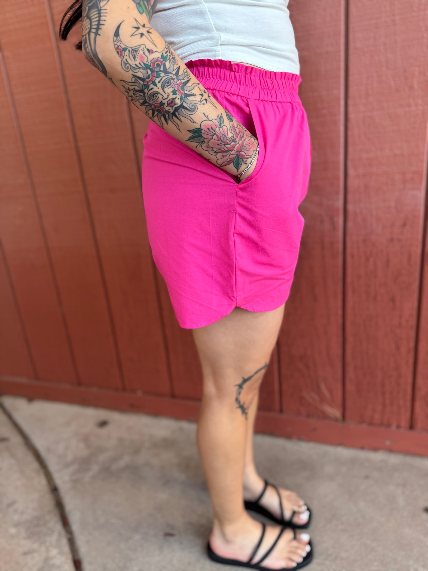 Hot Pink Poplin Shorts