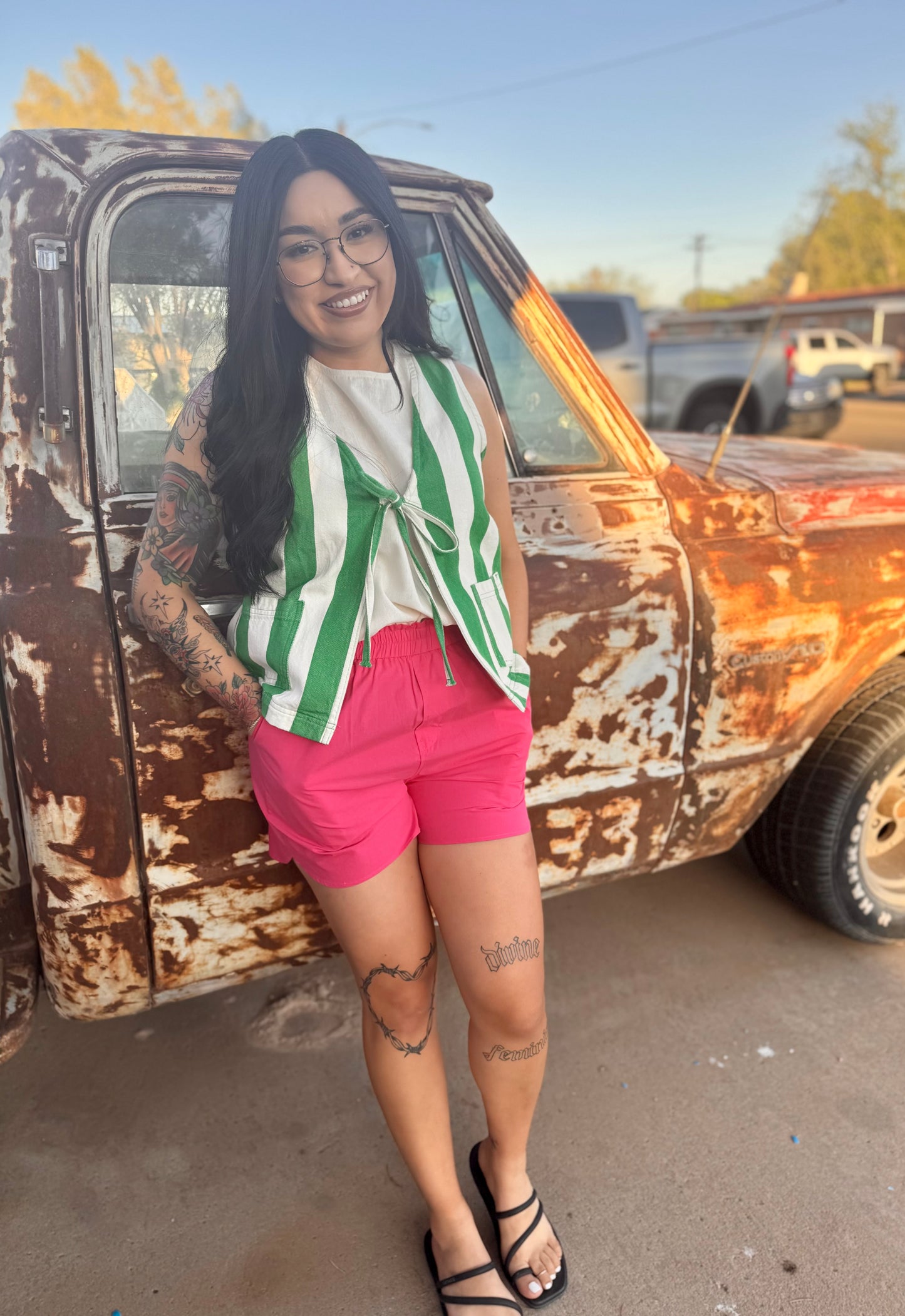 Hot Pink Poplin Shorts