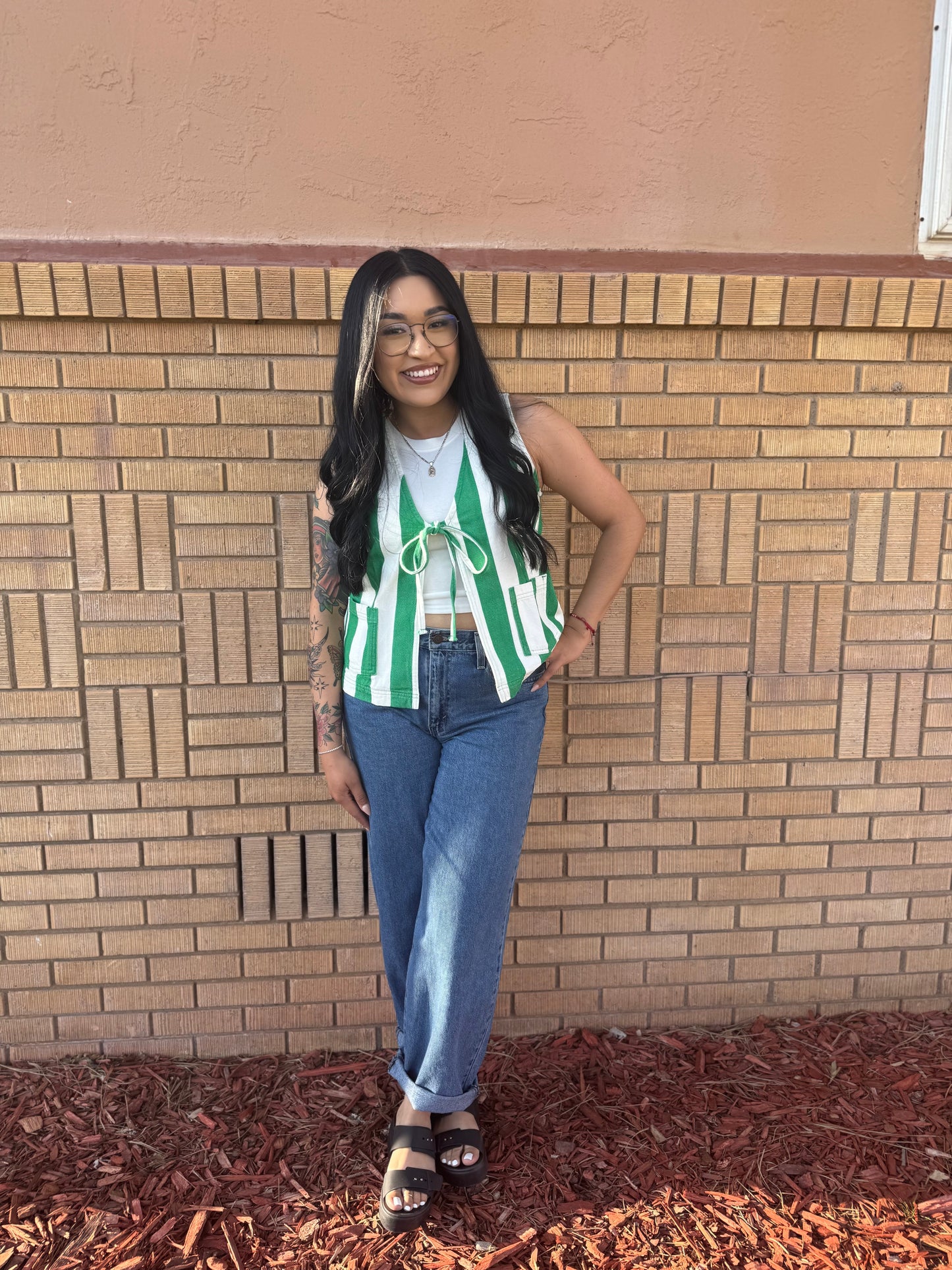 Green Stripe Vest