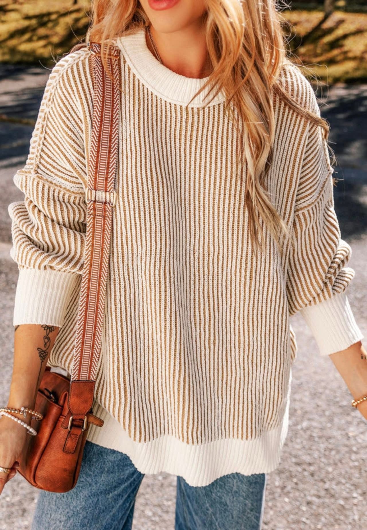 Camel Two toned Sweater