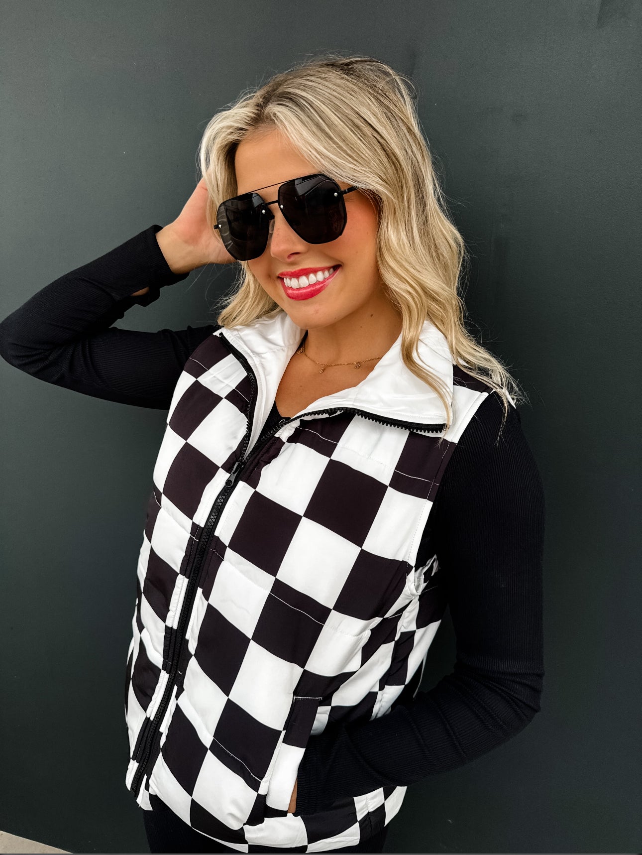 Checkered Puff Vest