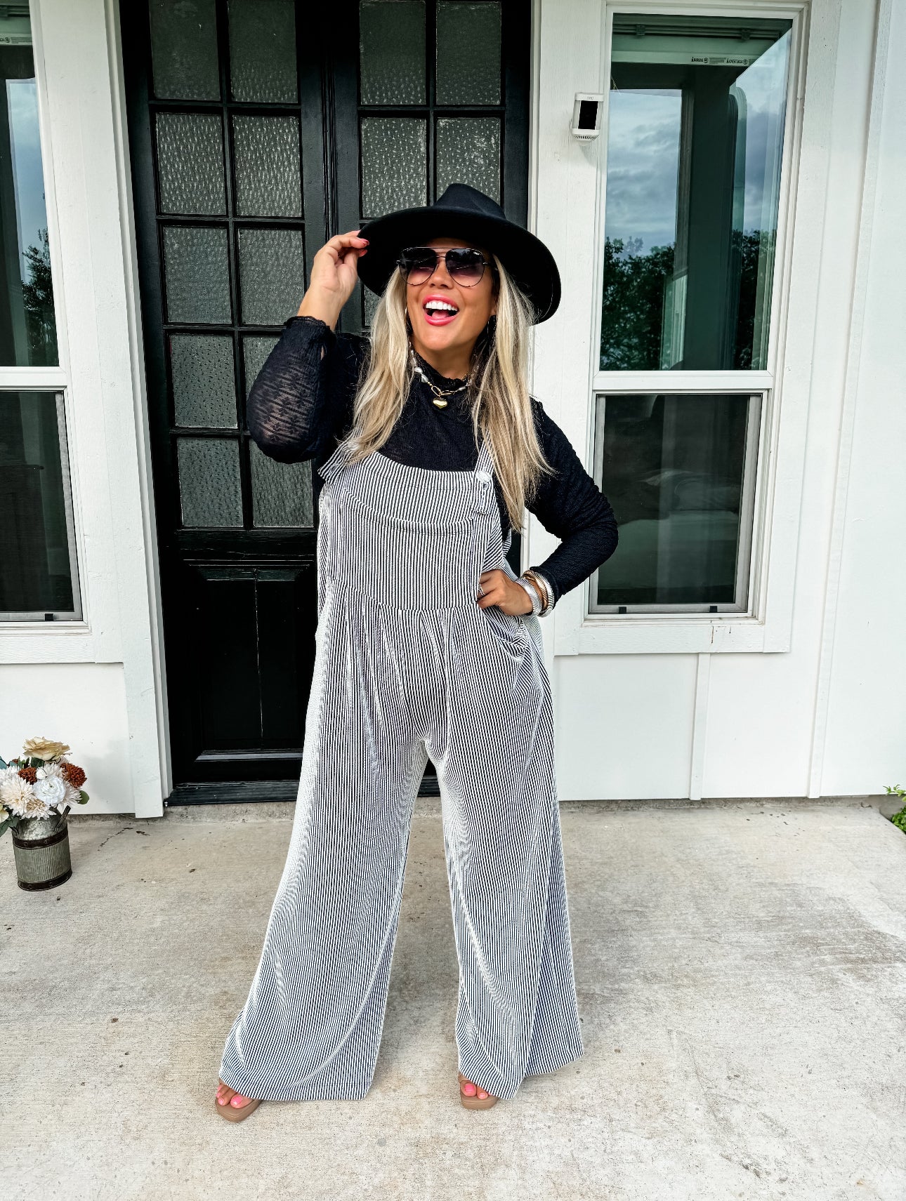 Black 2 Tone Boho Overalls