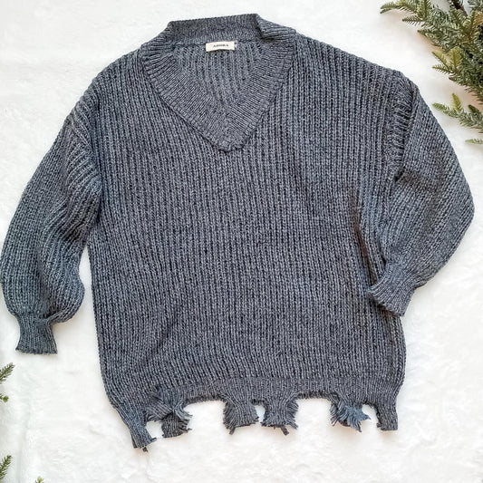 Distressed Charcoal Sweater